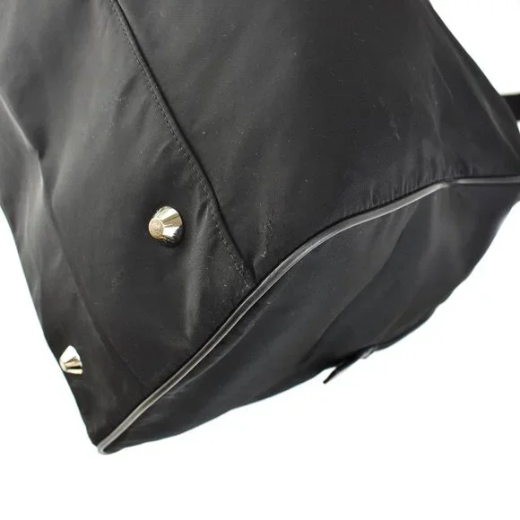 PRADA: Black, Tessuto Nylon & Saffiano Leather Duffel/Weekender Bag (su) - Picture 8 of 12
